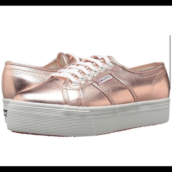 Rose Gold Platform Superga Sneakers - Picture 1 of 6